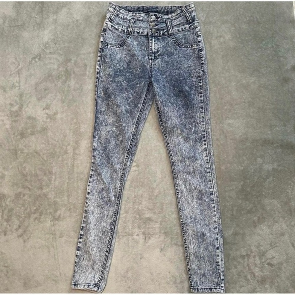 Cello Jeans Juniors 5 *25x29.5 Acid Wash Skinny Distressed Grunge Indie Sleaze